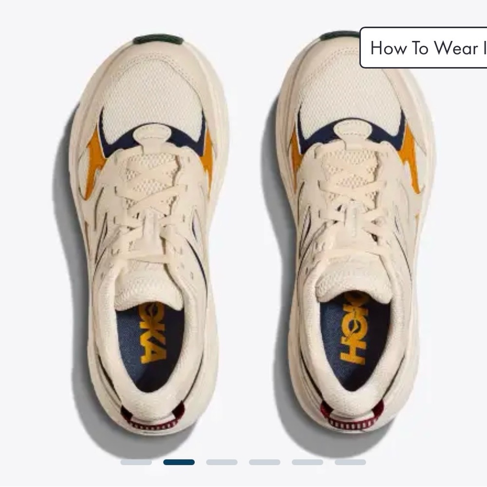 Hoka Cream and Gold Sneakers
